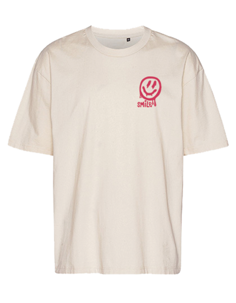 Naturales T-Shirt mit pinkem Brustdruck